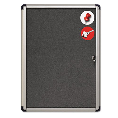 MasterVision VT630103690 Slim-Line Enclosed Fabric Bulletin Board, 28 x 38, Aluminum Case