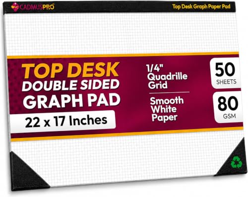 CADMUSPRO Large Graph Paper Pad 22 x 17 in, 50 Sheets, 1/4 in Grid