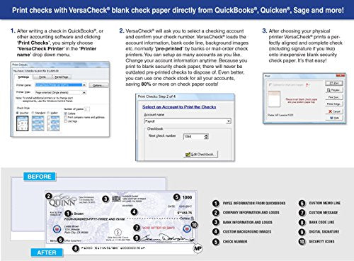 VersaCheck HP OfficeJet Pro 8210 MXE MICR Check Printer and VersaCheck X9 Platinum 5-User Check Printing Software Bundle, MICR Black & Color