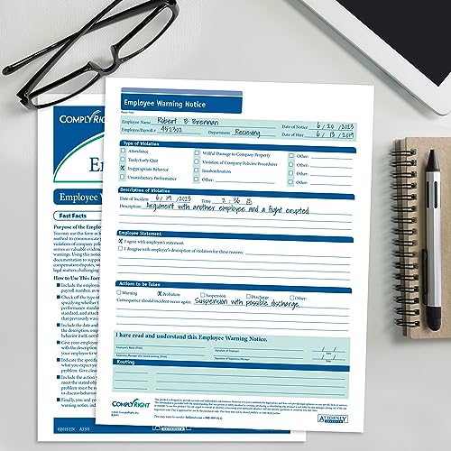 ComplyRight Employee Warning Notice – 8.5” x 11” – Discipline Form – 50 Pack