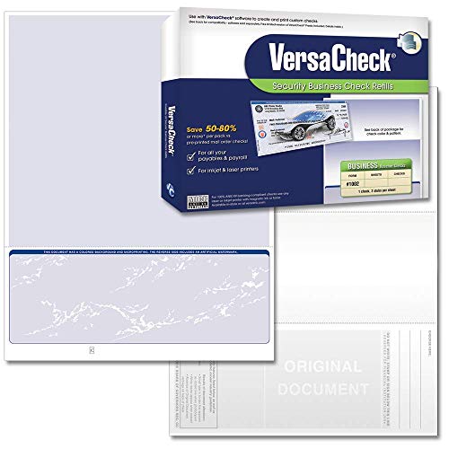 VersaCheck Secure Checks - 1000 Blank Business Voucher Checks - Blue Prestige - 1000 Sheets Form #1002 - Check on Bottom