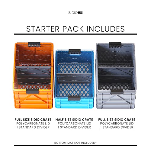 SIDIO Starter Pack, HD Stackable Storage Bins with Lids & Dividers