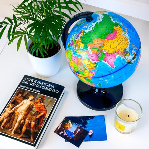 Raylu Paper - Illuminated and Rotating Globe Cartography and Meridian Spain World Dial (Blue, 32 cm)