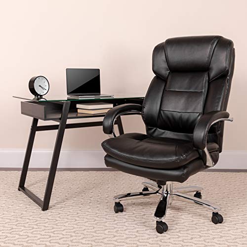 BizChair 24/7 Intensive Use Big & Tall 500 lb. Rated Black LeatherSoft Swivel Ergonomic Office Chair with Loop Arms