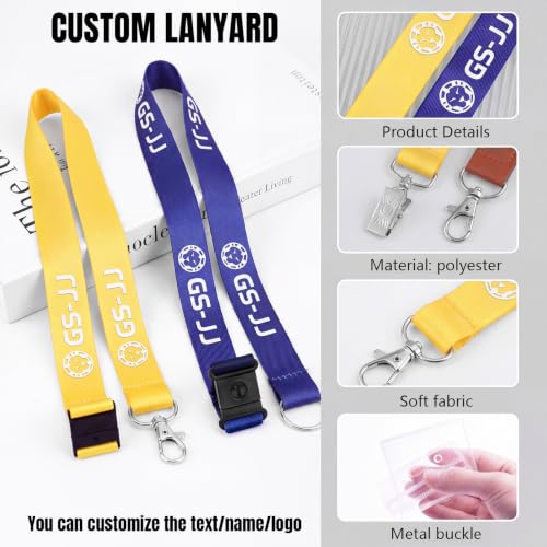 GSJJPROMO Custom Lanyards Bulk 50-5000PCS with Logo, Text, Name or Photo, Personalized Neck Lanyards for ID Badge Holder, Office, School, Business, Events, Teachers