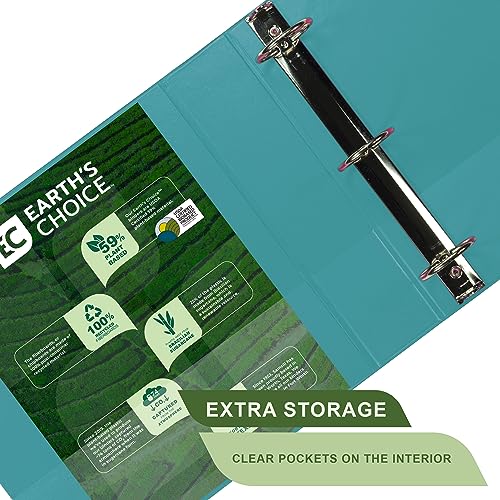 Samsill Plant-Based 2 Inch Durable Round Ring, View Binder, Eco-Friendly, USDA Certified Biobased, 12-Pack, Turquoise