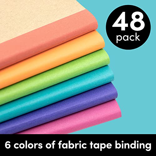 PAPERAGE 48-Pack Composition Notebook Journals, 120 Pages, Kraft Cover with Rainbow Spines, College Ruled Lined Paper, Small Size (8 in x 5.75 in) – for Home, Office or School Supplies