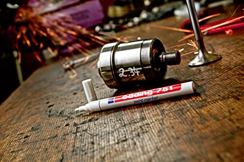 Edding 751 Paint Marker - Black - 10 Pens - Round Tip 1-2mm - Paint Marker for Labelling Metal, Glass, Rock or Plastic - Heat Resistant, Permanent and Waterproof