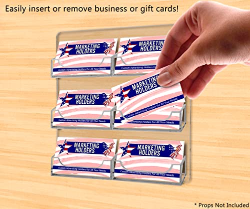 Marketing Holders 24 Pack Hanging Business Card Holders Multi Pocket 8.25" x 7.5" Clear Acrylic Vertical Rack with Hardware for 3.5" x 2" Horizontal Gift or Appointment Cards