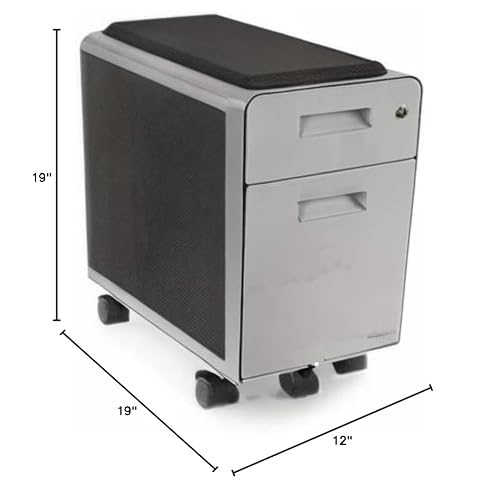 UPLIFT DESK Narrow 2-Drawer File Cabinet with Seat, Rolling (Gray)