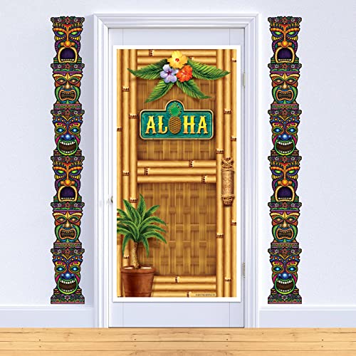 Beistle 3 Piece 7 FT Jointed Tiki Totem Pole Cut Outs, Luau Party Decorations, Celebrating With You Since 1900
