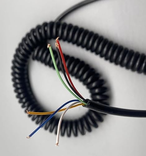 6 Core 20AWG 0.5mm2 Coiled Curly Mains Flex Cable Spring Wire
