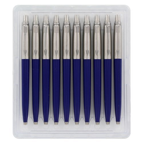 Parker Jotter London Standard Blue Retractable Ballpoint Pen, Blue Ink, 10/Pack