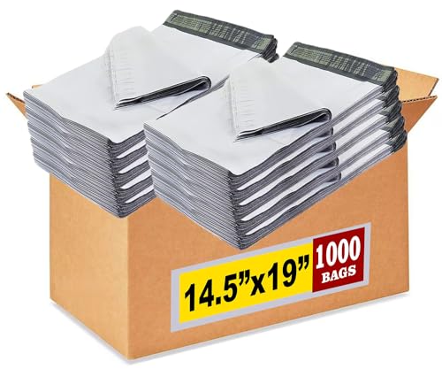 iMBAPrice Poly Mailers 14.5 x 19 Inch, 1000 Pack I Large Size #6 White Shipping Bags, Self-Seal, Waterproof Mailing Envelopes, For Clothing, E-Commerce