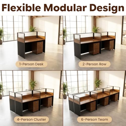 Gguileb Cubicle Desk with Privacy Partitions (1 Person, w/cab.)