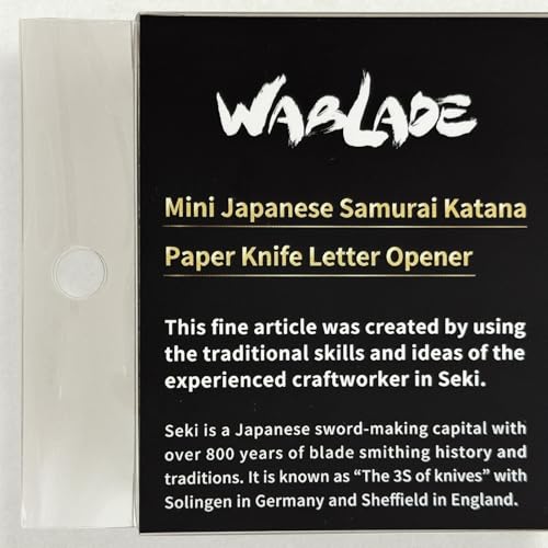 Wablade Samurai Katana Letter Opener with Stand, 8.27", Made in Seki, Japan