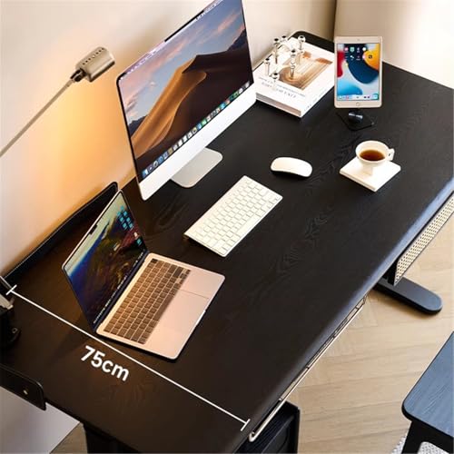 YUHUAWF Writing Desk Electric Standing Desk with Drawer and Storage Basket, Ash Wood Height Adjustable Study Writing Workstation Computer Desks