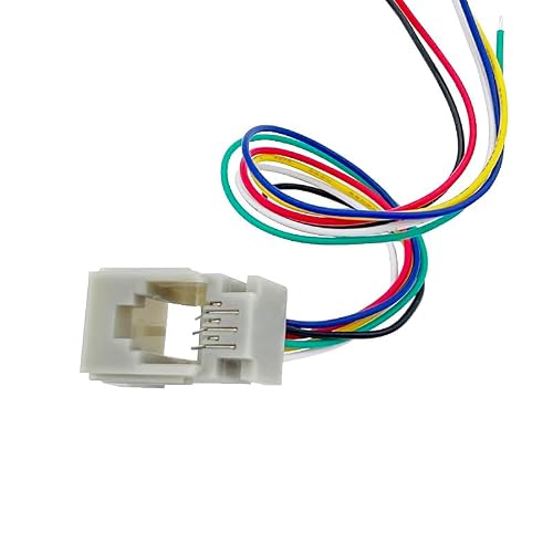 Coorle DIY 6P6C Telephone Outlet Modular Jack Female RJ11 RJ25 PCB Socket Jack Telephone Adaptors Connectors 623P-6P6C Phone Port with 1061 26AWG Cable 10PCS