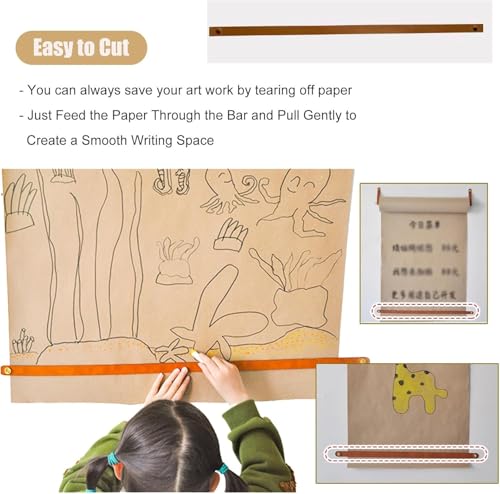 LLurAQE LNNW Kraft Paper Dispenser Hanging Art Paper Roll Dispenser, Farmhouse Decoration Kraft Paper Holder Keep Schedules Lists Reminders Messages Drawing(Wide 22.8inch/58cm)