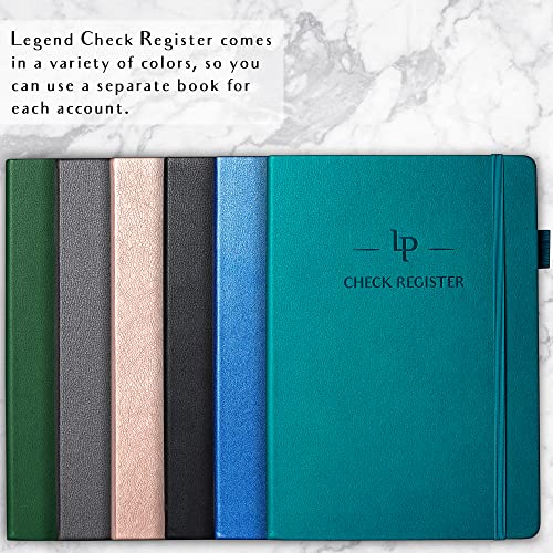 Legend Check Register for Personal Checkbook, Ledger Book, Dark Green