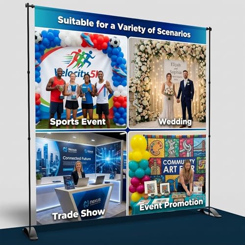 BannerBuzz Custom Step and Repeat Banner with Stand, 11 oz PVC Flex Personalized Logo Backdrop for Events, Photography, Red Carpet, Parties & Photo Booth (8x10 ft)