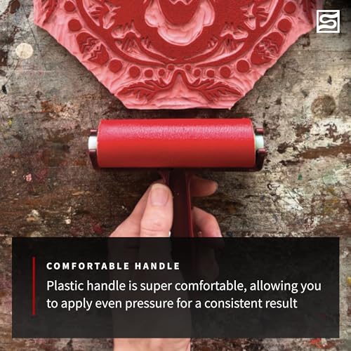 Speedball Pop-in Soft Rubber Brayer, 4" (6-Pack) – Roller Tool for Crafting and Block Printing, Vinyl, Comfort Grip Handle