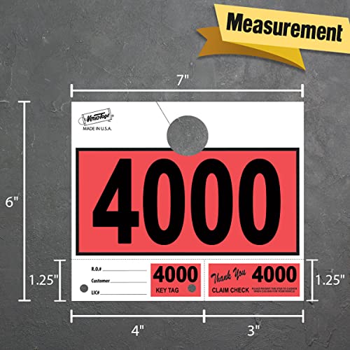 Versa-Tags Red 3-Part Dispatch Hang Tags, 3000 Count, 4000-6999