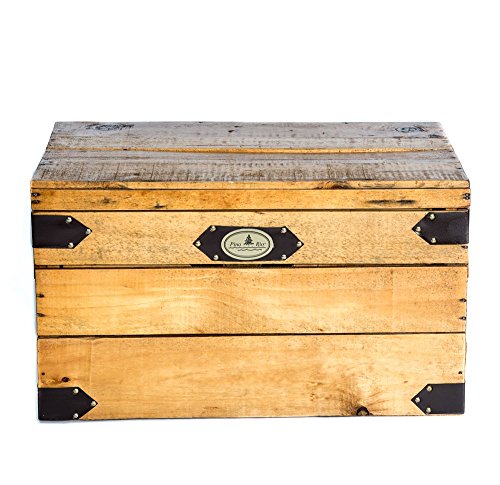 Rustic Storage Crate with Lid Set of 3 (Light Finish)