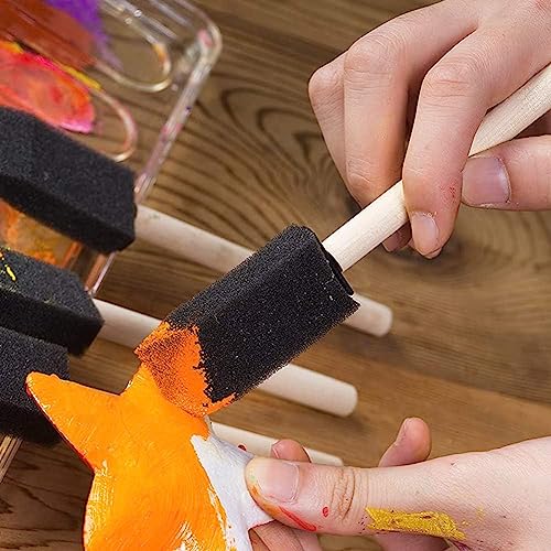 15 x Assorted Sizes Foam Paint Brush, Sponge Paint Brush Set with Wooden Handle Lightweight Painting Tool Arts Supplies for Acrylics, Oils, Stains, Varnish, Watercolours, Mod Podge Glue