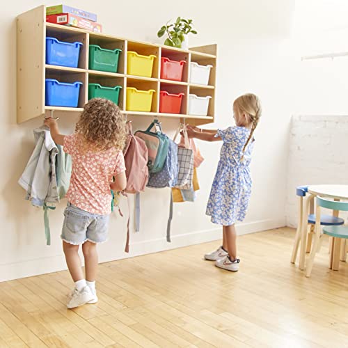 ECR4Kids 10-Section Coat Locker with Shelf and Bins, Natural, Assorted