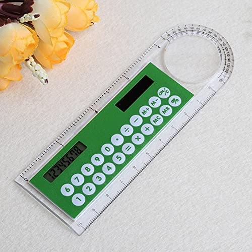 Ruler Mini Digital Calculator 2 in 1 Kid Stationery School Office Gifts Solar Straightedge(Gray)