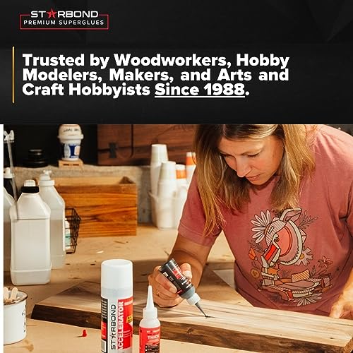 Starbond Super Fast Thin CA Glue Complete Refill Kit (16 oz) – Cyanoacrylate Super Glue with Extra Bottles, Caps, Microtips & Yorker Spout for Cracks, Joints, Woodworking, Woodturning & Model Building