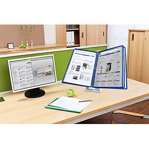GFSGHZZ File Organizer for Desk - Desktop Reference Organizer, 10-Page Double-Sided Panel Horizontal Catalog Reference System, Wall-Mounted Menu Display, Durable Desk Display Unit, A4 Size,White