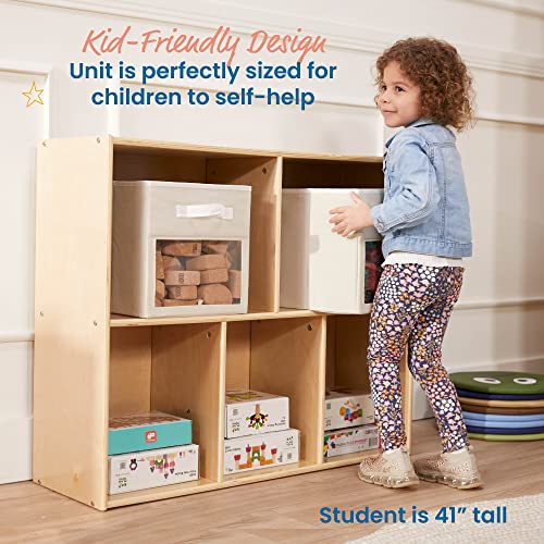 ECR4Kids Streamline 5-Compartment Storage Cabinet, 30in High, Natural