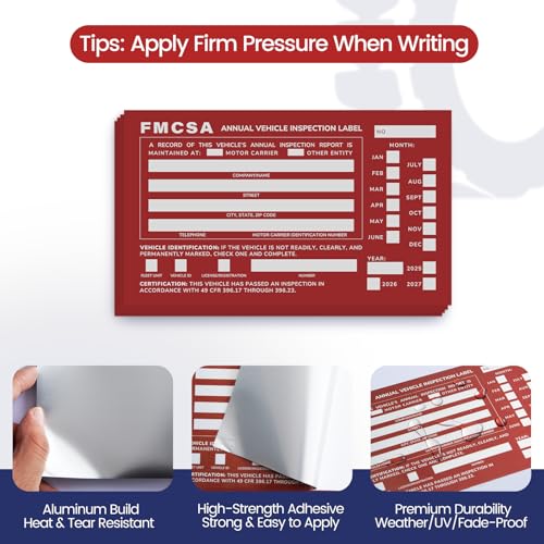 Annual Vehicle Inspection Forms and Red Labels, 30 Sets, 3-Part NCR Kit