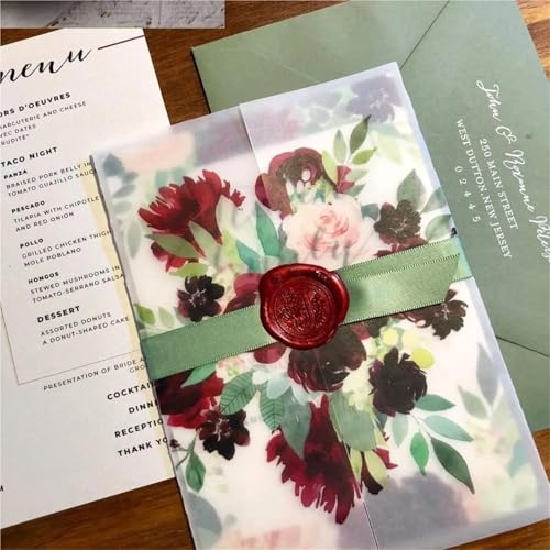 Sealing Wax Sticks 48Pcs Sealing Wax Sticks with Wicks Antique Wine Red/Gold Seal for Stamp Wedding Invitations Christmas(TZ859)