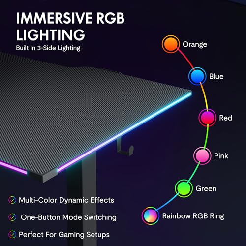 FLEXISPOT E6G CyberX 63" RGB LED Electric Spacious Gaming Standing Desk
