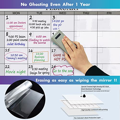 Dry Erase Yearly Calendar for Wall,Extra Large Full Year Calendar 46x63 in
