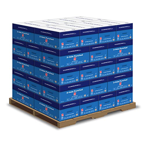 Hammermill Printer Paper, 20 lb Copy Paper, 3 Hole - 1 Pallet, 40 Cases (200,000 Sheets) - 92 Bright, Made in the USA