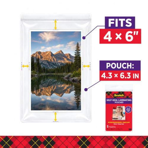 Scotch Self-Sealing Laminating Pouches, 4 x 6 in, 24 Packs of 5 (120 Total)