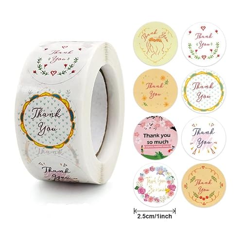 MVNOIRE Thank You Flowers Sticker Paper Labels Round Wedding Party Decor Envelope Seals Stickers
