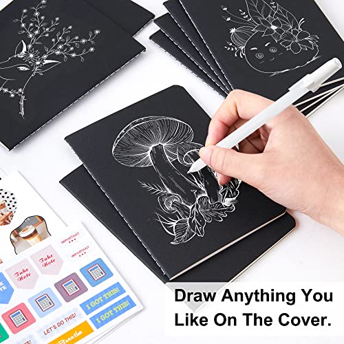 feela 170 Pack Blank Kraft Notebooks, Unlined Sketchbook Mini Cute Note Pad for Drawing Writing, Journal Bulk For Kids Students Office School Supplies, A6, 48 Pages, 4.25” X 5.5”, Black and Brown