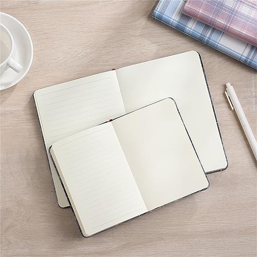 ASWRTYJO A6 Student Notebook Cloth Plaid Cover Handbook Set Of 5