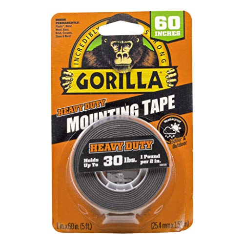 Gorilla - Heavy Duty Double Sided Mounting Tape; Weatherproof; 1" x 60"; Black; (Pack of 8)