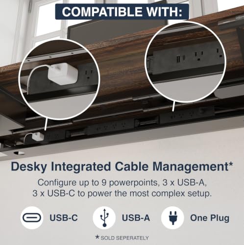 Desky Dual Hardwood Sit Stand Desk Acacia 48" Space Gray