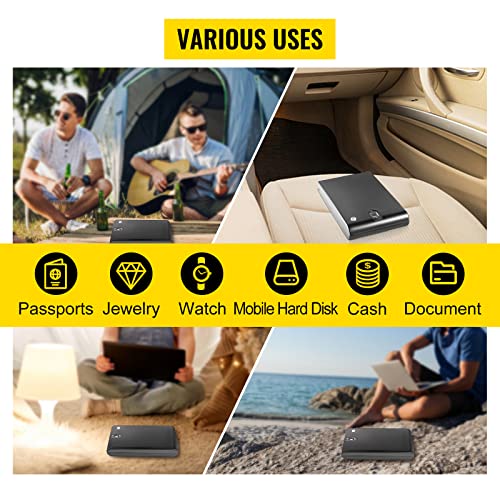 KEhtu Portable Mini Safe, Portable Biometric Pistol Safe Secret Vault Safe, Quick 2 Ways Entry for Pistols, Ammo, Passport, Cash, Credit Cards, Watches, Jewelry, Etc.