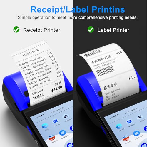 symcode POS PDA Mobile POS Machine Terminal Thermal Receipt Printer 5.99" High Resolution and Clear Touch Screen Handheld PDA Printer Android 8.1 OS Built-in Google Play and NFC