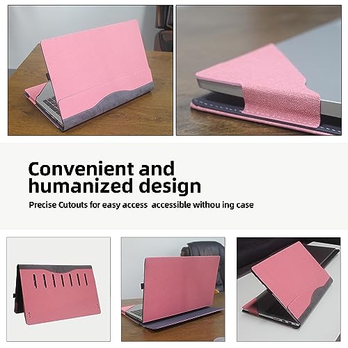 Laptop Case for Dell Pro 16 Plus Laptop PB16250 PB16255 16” All Inclusive Drop Case PU Leather Inside Pocket Cover (Pink)