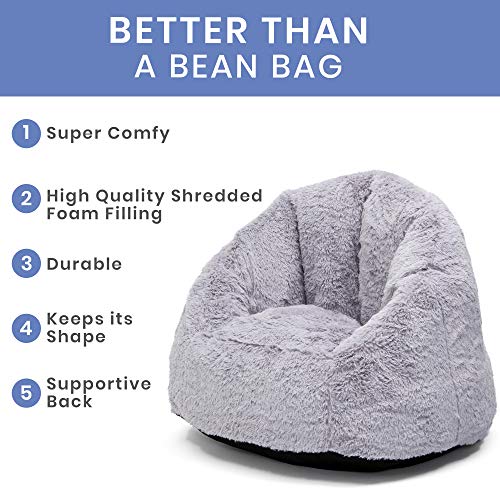 Delta Children Cozee Fluffy Chair and Bamboo Lap Desk Set, Kid Size Chair for Kids Up to 10 Years, Fits Up to 15.6", Laptops & Most Tablets, Ideal for Homework, Travel & More, Grey