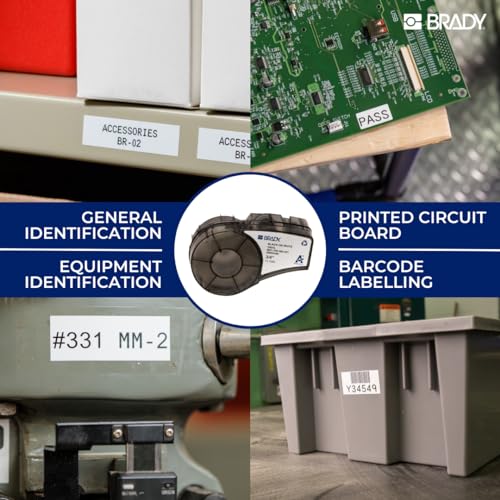 Brady Authentic (M4-47-422) Aggressive Adhesive Multi-Purpose Polyester Labels 0.5" H x 1" W Black on White, 480 Labels. for use with the BMP41, BMP51, and M511 Label Printers